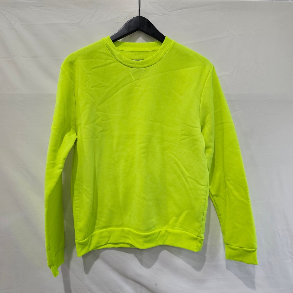 Jackson Hole Mens Large Neon Lime Safety Green Fleece Crewneck Sweatshirt